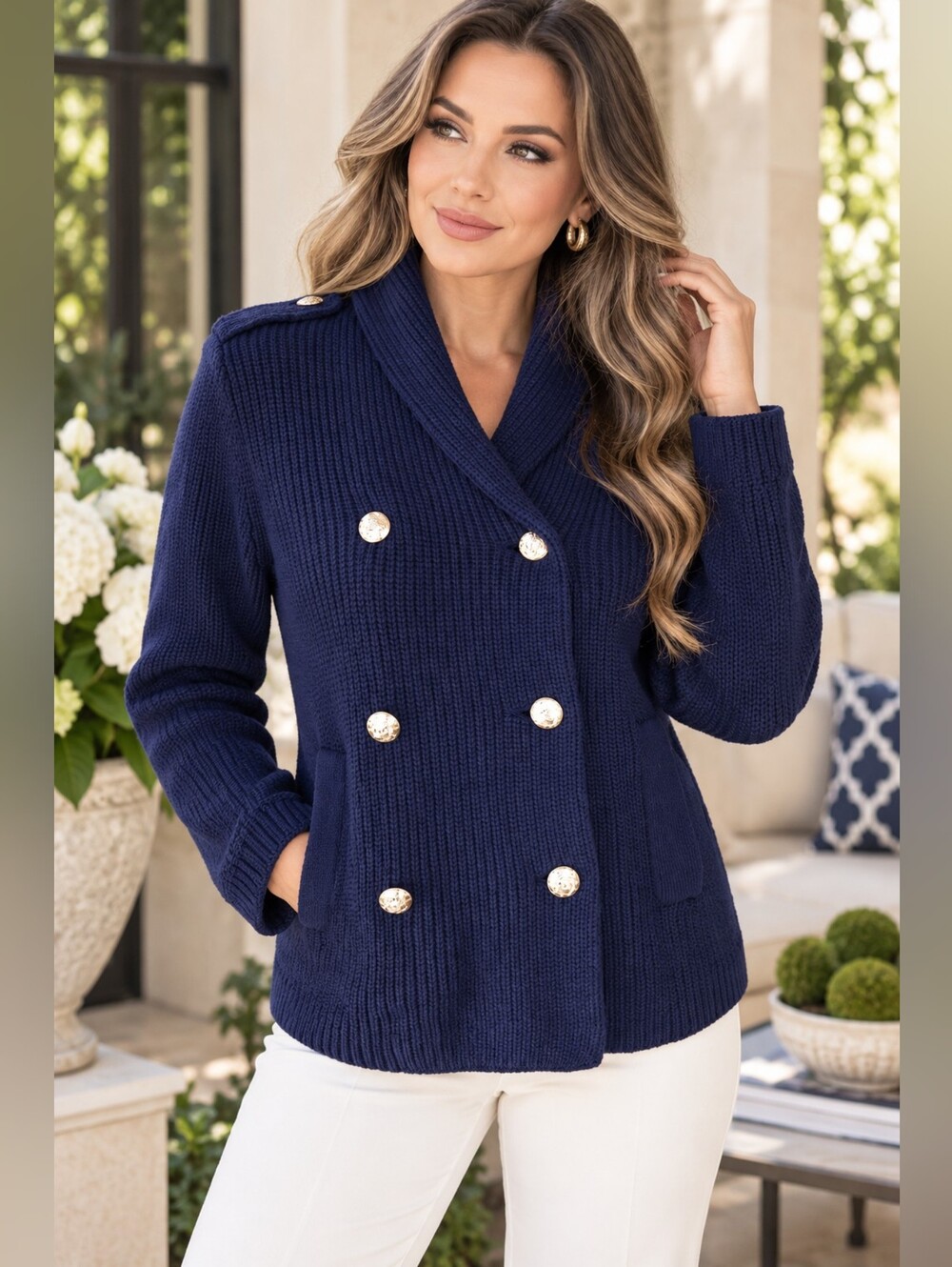 Ralph Lauren 100% Cotton Navy Cardigan | Size Medium